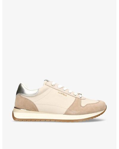 Carvela Kurt Geiger Track Star Logo-embellished Nylon And Leather Low-top Trainers - Natural