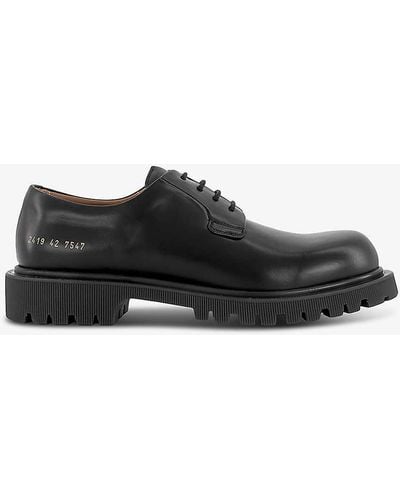 Common Projects Chunky Number-print Leather Derby Shoes - Black