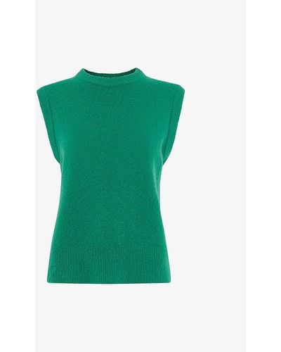 Whistles Kira Round-neck Stretch-knit Jumper Vest - Green