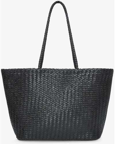 The White Company Braided Leather Tote Bag - Black