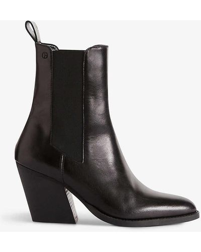 Claudie Pierlot Rabica Pointed-toe Leather Heeled Ankle Boots - Black