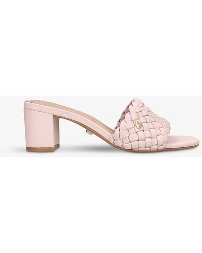 Carvela Kurt Geiger Laatice Woven-texture Faux-leather Heeled Mules - Pink