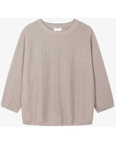 The White Company Relaxed-fit Knitted Cotton-blend Jumper - Natural