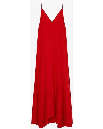 JOSEPH Daniele V-neck Tie-waist Silk Maxi Dress - Red