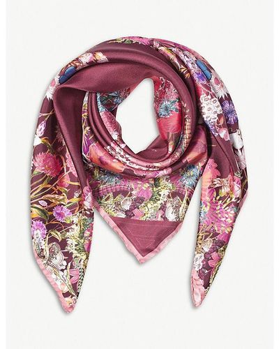 Aspinal of London Ombre 'a' Floral-print Silk Scarf - Pink