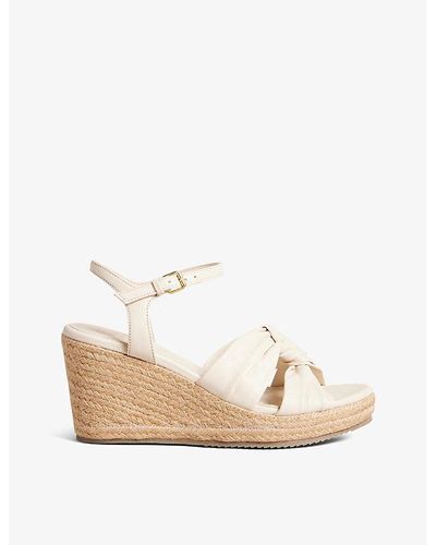 Ted Baker Carda Knotted-strap Wedge Leather Espadrille Sandals - Natural