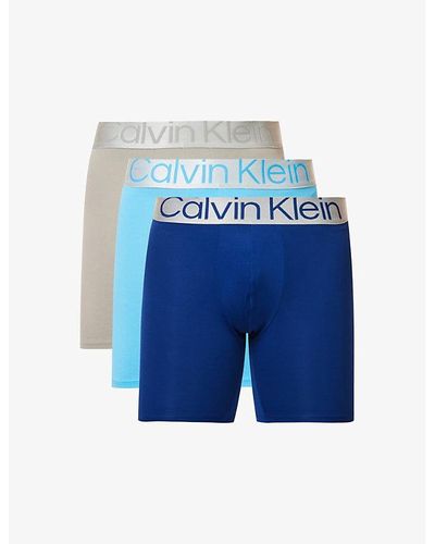 Calvin Klein Logo-print Pack Of Three Stretch-cotton Boxers X - Black