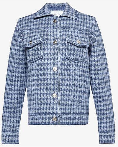 Barrie Houndstooth-pattern Cashmere And Cotton-blend Jacket - Blue