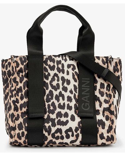Ganni Print Recycled-polyester Tote Bag - Black