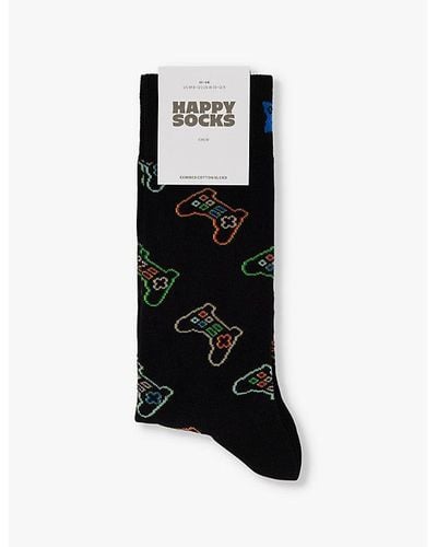 Happy Socks Gaming Stretch-cotton-blend Socks - Black