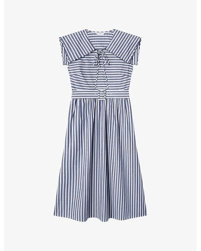 LK Bennett Mul-vy/cream Beau Stripe Cotton Midi Dress - Blue