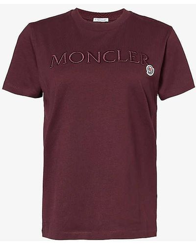 Moncler Logo-embossed Relaxed-fit Short-sleeve Cotton-jersey T-shirt - Purple