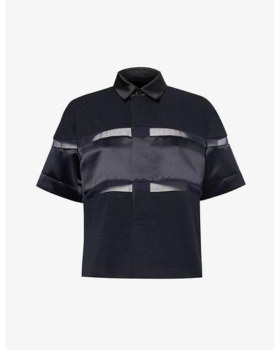 Sacai Rugby Contrast-panel Cotton Top - Blue