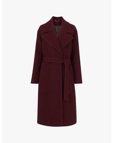 Whistles Lorna Tie-waist Relaxed-fit Wool Coat - Red