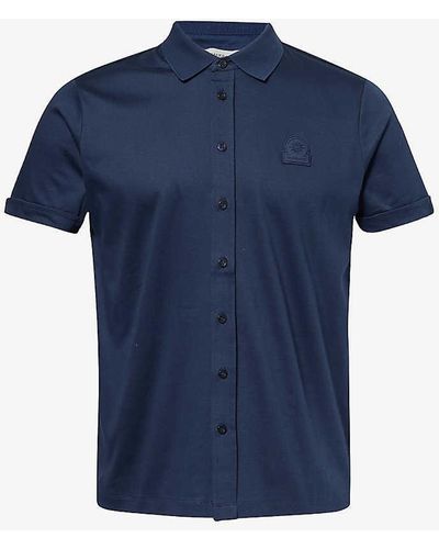Sandbanks Brand-patch Cotton-jersey Polo Shirt Xx - Blue