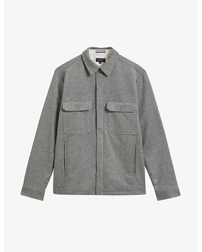 Ted Baker Anderby Wool-blend Overshirt - Grey