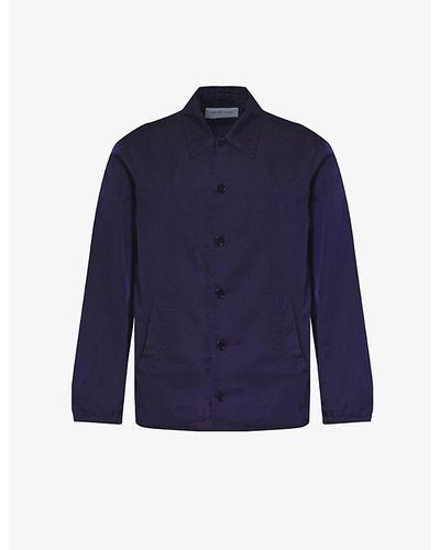 Dries Van Noten Point-collar Garment-dyed Shell Jacket - Blue