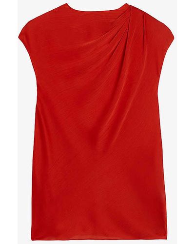 Ted Baker Misrina Draped Woven Top - Red
