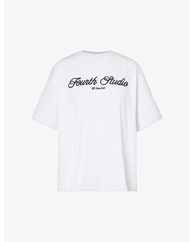 4th & Reckless Fourth Studio Brand-embroidered Cotton-jersey T-shirt - White