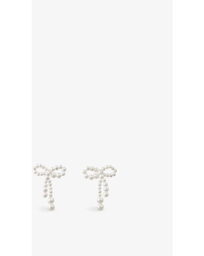 Sophie Bille Brahe Rosette De Perles 14ct Yellow-gold And Freshwater Pearl Drop Earrings - White