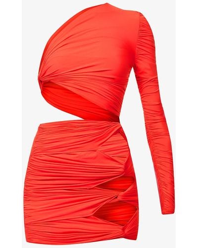Alex Perry Keats Cut-out Stretch-woven Mini Dress - Orange