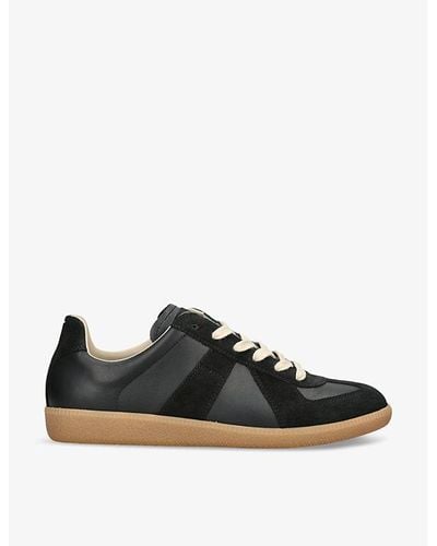 Maison Margiela Replica Panelled Leather Low-top Trainers - Black