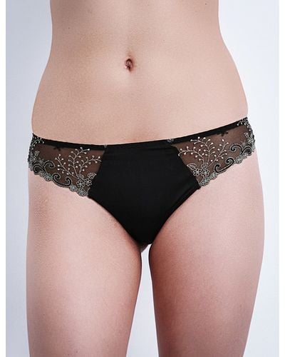 Simone Perele Délice Embroidered Stretch-tulle Thong - Black