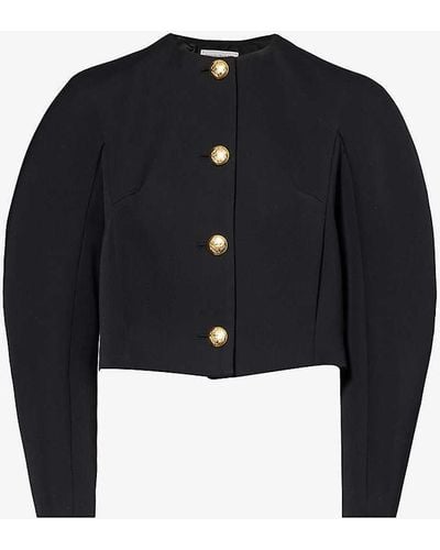 Alexander McQueen Cocoon Padded-shoulder Wool Military Jacket - Blue