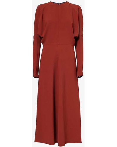 Victoria Beckham Dolman-sleeve Woven Midi Dress - Red
