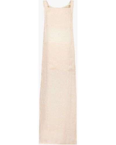 LeKasha Round-neck Relaxed-fit Linen Maxi Dress - White