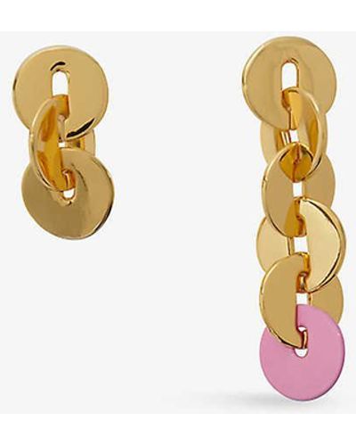 Maje Sequin Brass And Resin Drop Earrings - Metallic
