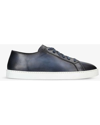 Magnanni Cowes Contrast-sole Leather Low-top Trainers - Blue
