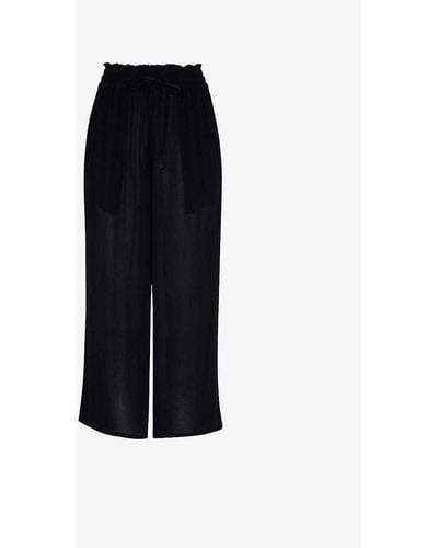 Whistles Imogen Elasticated-waist Relaxed-fit Wide-leg High-rise Woven Trousers - Black