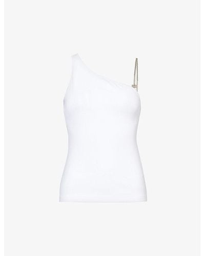 Givenchy Asymmetric-neck Ribbed Stretch-cotton Top - White