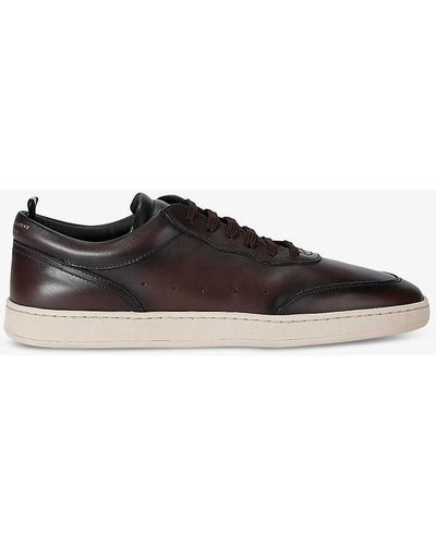 Officine Creative Kris Lux Logo-embellished Leather Low-top Trainers - Brown