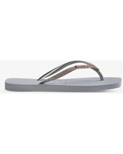 Havaianas Glitter Square-toe Rubber Flip-flops - Grey