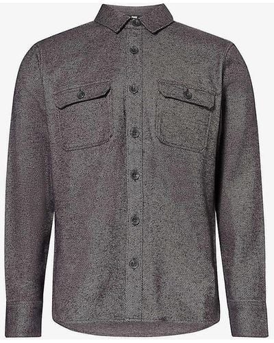 PAIGE Wilbur Ribbed-texture Spread-collar Cotton Overshirt - Grey