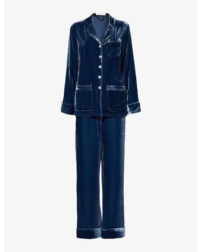 Olivia Von Halle Coco Regular-fit Rayon And Silk-blend Pyjama Set - Blue