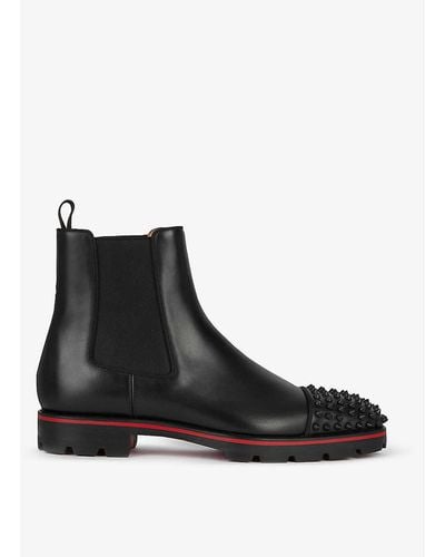 Christian Louboutin Melon Spikes Flat Ankle Boots - Black