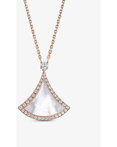 BVLGARI Divas' Dream 18ct Rose-gold, Mother-of-pearl And 0.5ct Round Brilliant-cut Diamond Necklace - White
