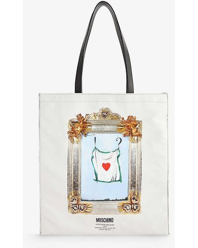 Moschino Gone With The Wind Leather Tote Bag - White