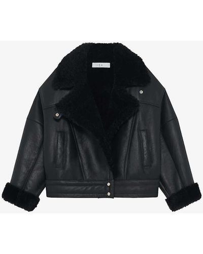 IRO Octavi Oversized Sheepskin Leather Jacket - Black