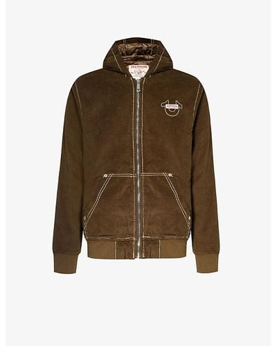 True Religion Logo-embroidered Hooded Cotton-corduroy Jacket - Brown