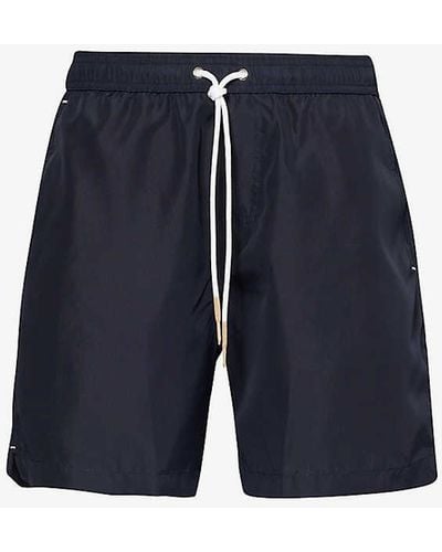 Eleventy Drawstring-waist Flap-pocket Swim Short - Blue