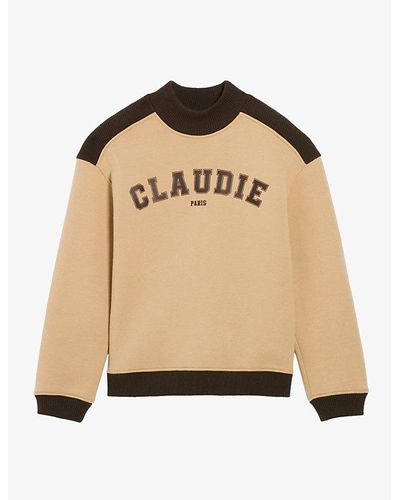 Claudie Pierlot Theoreme Logo-print Cotton-jersey Sweatshirt - Natural