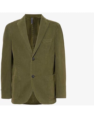 Slowear Single-breasted Notch-lapel Regular-fit Cotton And Cashmere-blend Blazer - Green