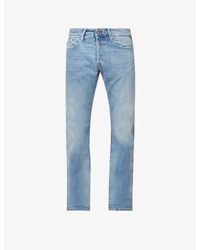 Replay Waitom Regular-fit Straight-leg Stretch-denim Jeans - Blue
