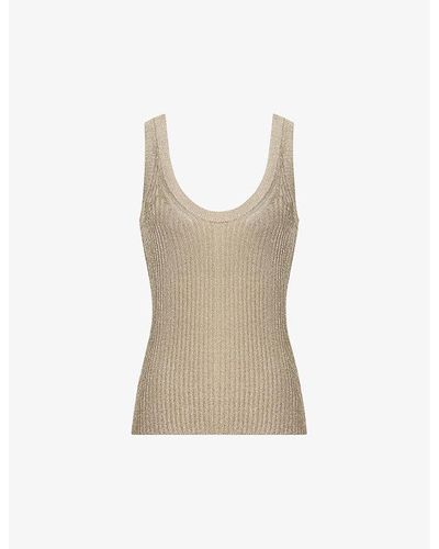 Reiss Imogen Metallic-thread Knitted Top - Natural