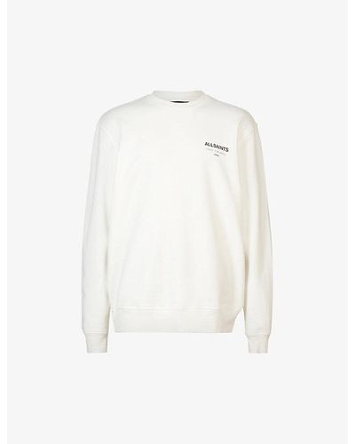AllSaints Underground Logo-print Organic-cotton Sweater X - White