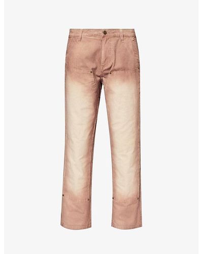 Market Margins Double Branded-hardware Regular-fit Straight-leg Jeans - Natural